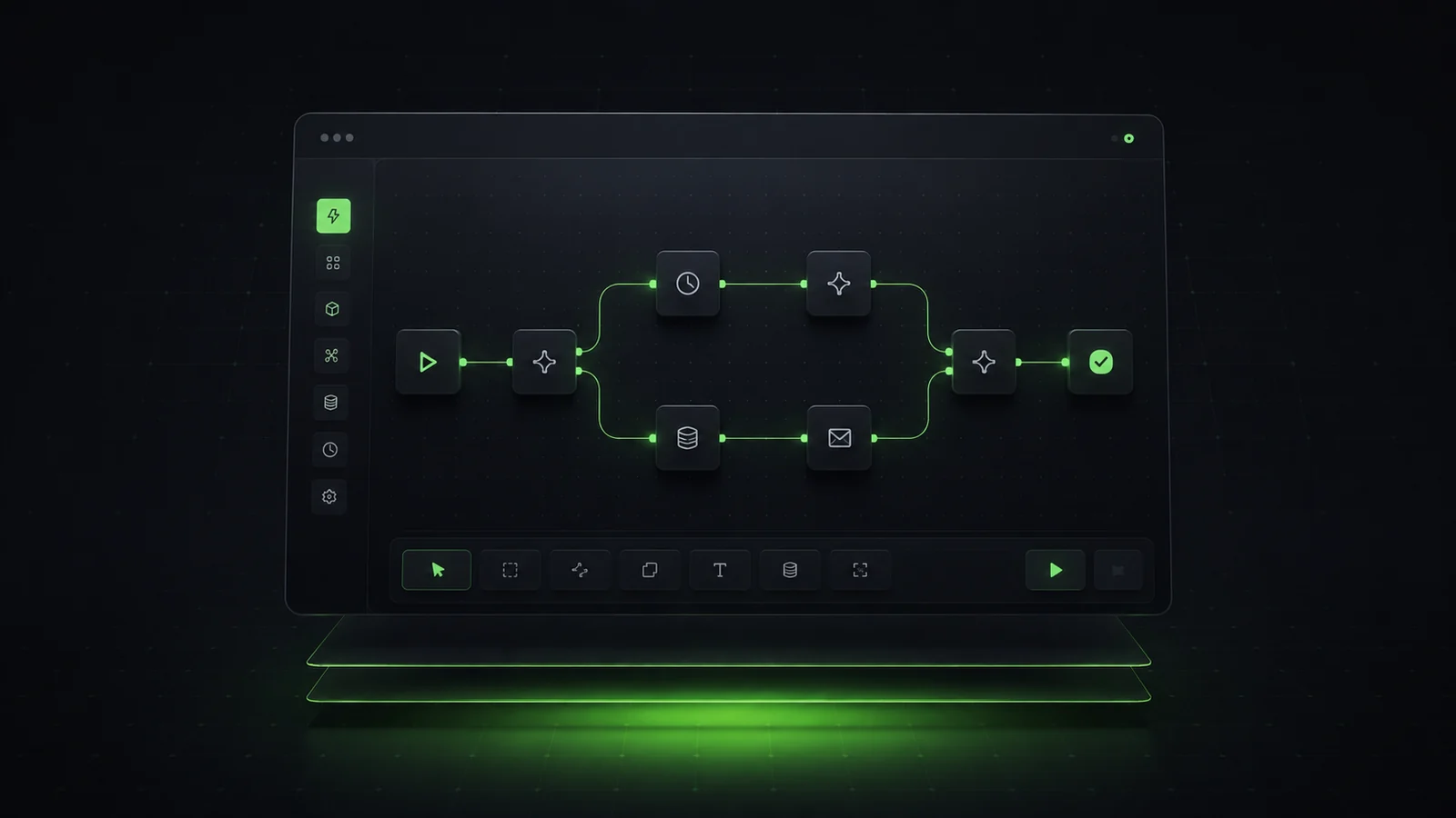 Workflow de automatizacion con nodes conectados