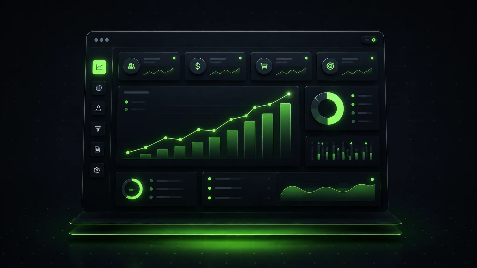 Dashboard de reportes con KPIs y graficos
